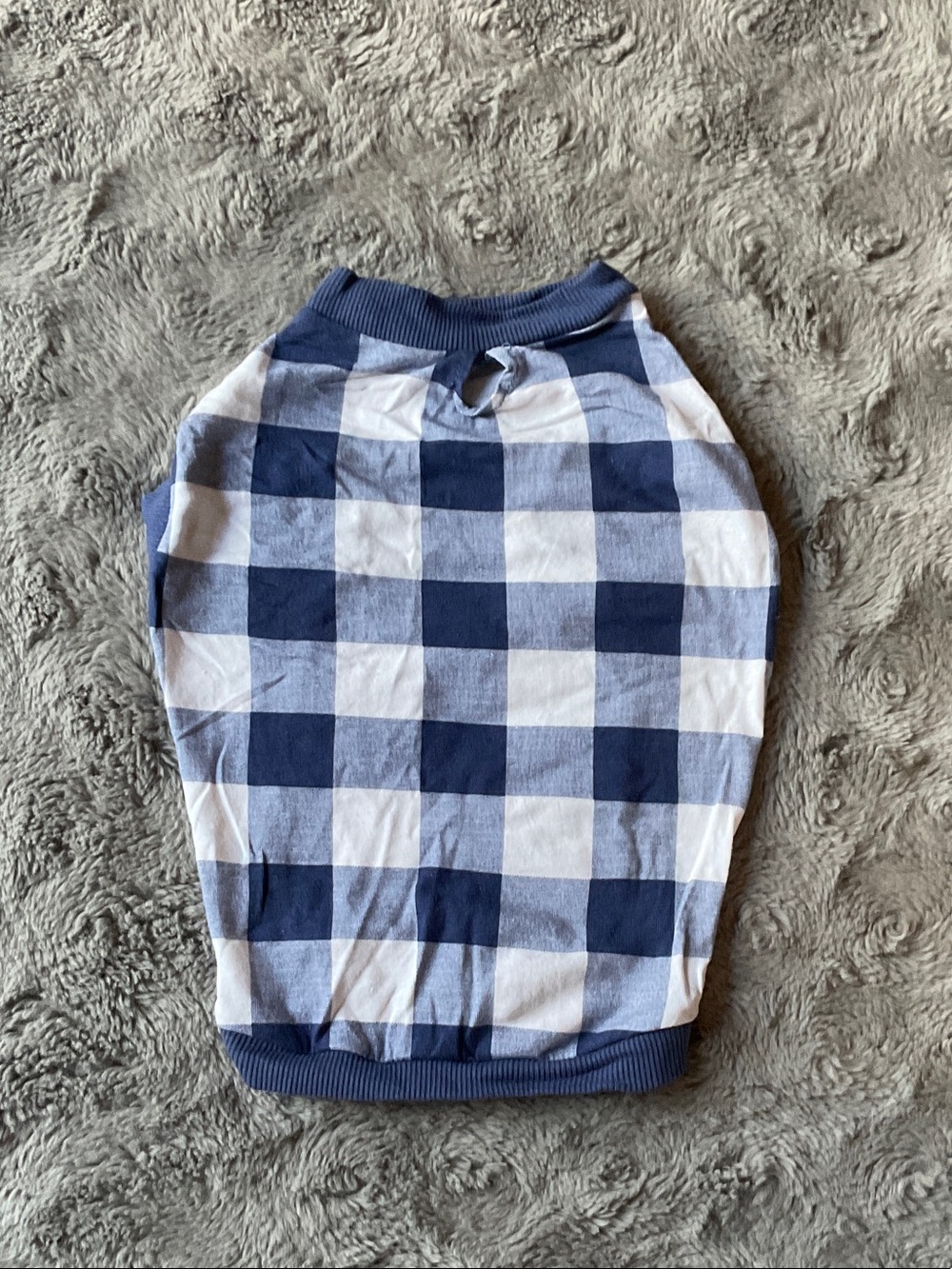 Blue and White Gingham Dog Onesie NWOT
